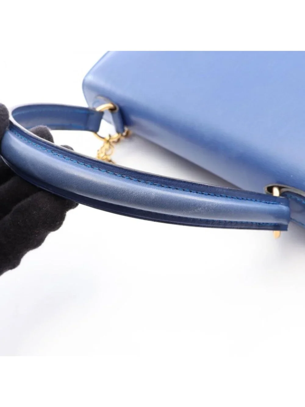 Celine Handbag Blue Leather Gancini